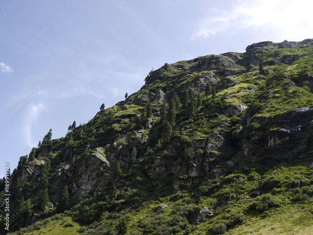 Grüner Bergfelsen in Österreich