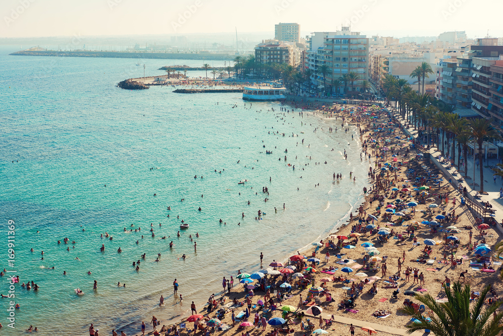 Coastline of Playa del Cura in Torrevieja city . Spain