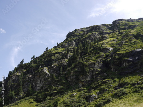 Grüner Bergfelsen in Österreich