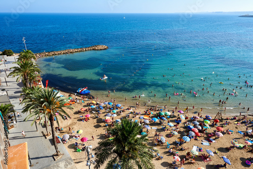 Coastline of Playa del Cura in Torrevieja city. Spain