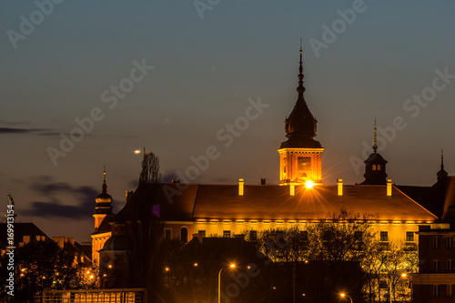Night view on the Royal Castle in Warsaw, Poland