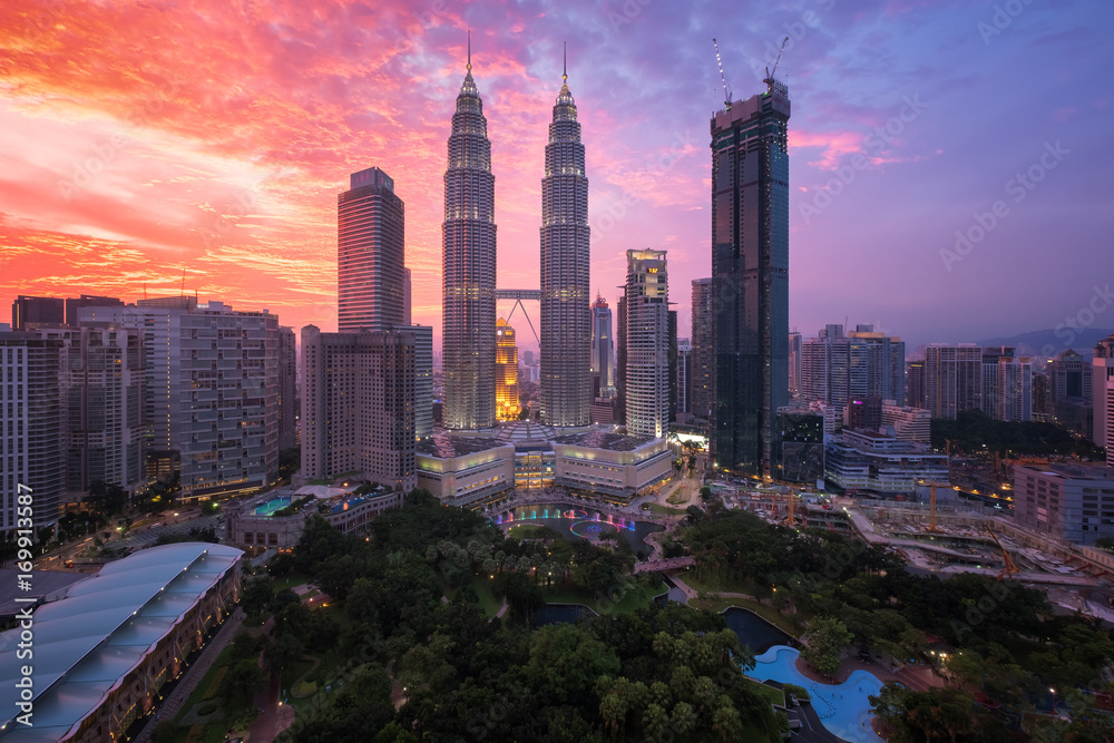 Naklejka premium Kuala Lumpur, Malaysia skyline