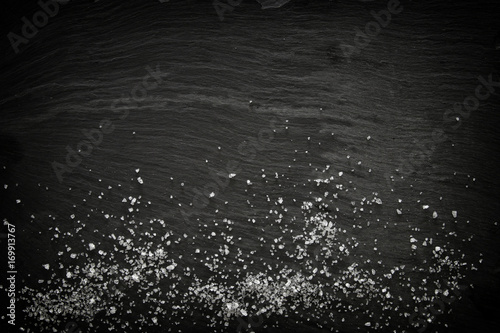 Image of sea salt on slate stone plate