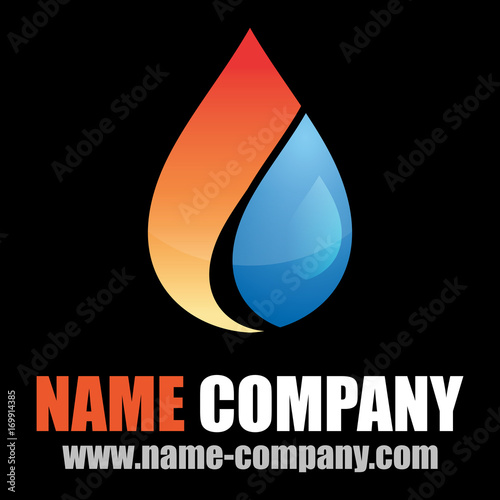 logo plombier chauffagiste artisan flamme feu goute d'eau 