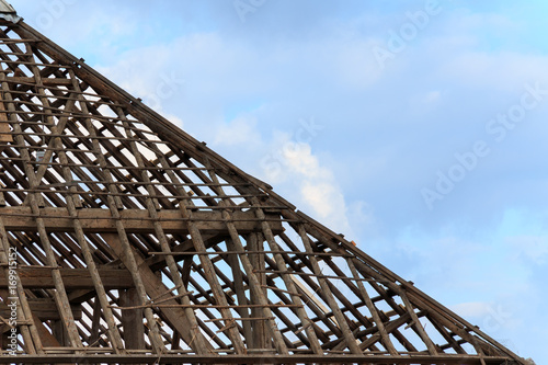 Close up of farm roof without tiles in Groningen, The Neherlands, Europe