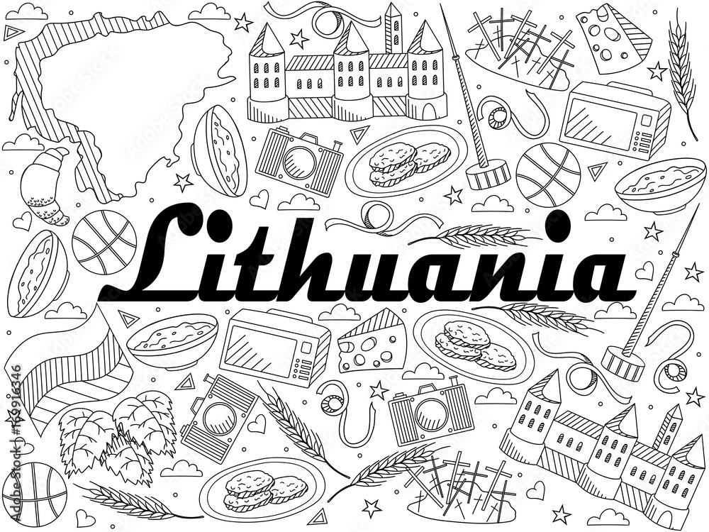 Lithuania line art design raster illustration Lithuania line art design raster illustration