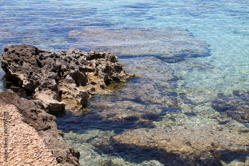 Crystal clear water with carbonate rocks