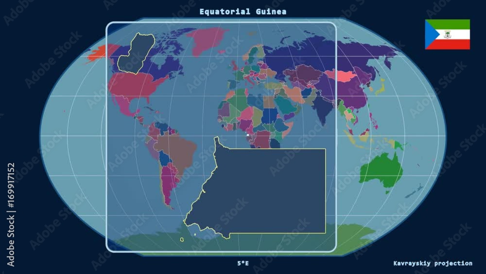 Equatorial Guinea - 3D tube zoom (Kavrayskiy VII projection). Administrative Equatorial Guinea - 3D tube zoom (Kavrayskiy VII projection). Administrative