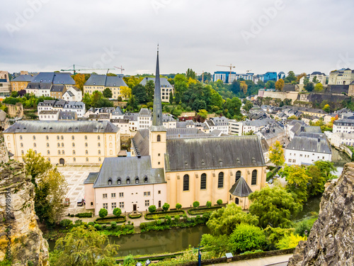 View of Grund district in Luxembourg City, Luxembourg