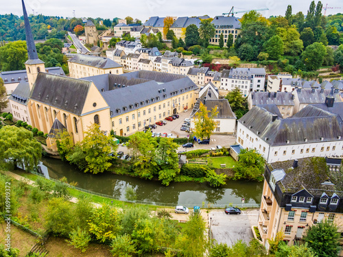 View of Grund district in Luxembourg City, Luxembourg photo