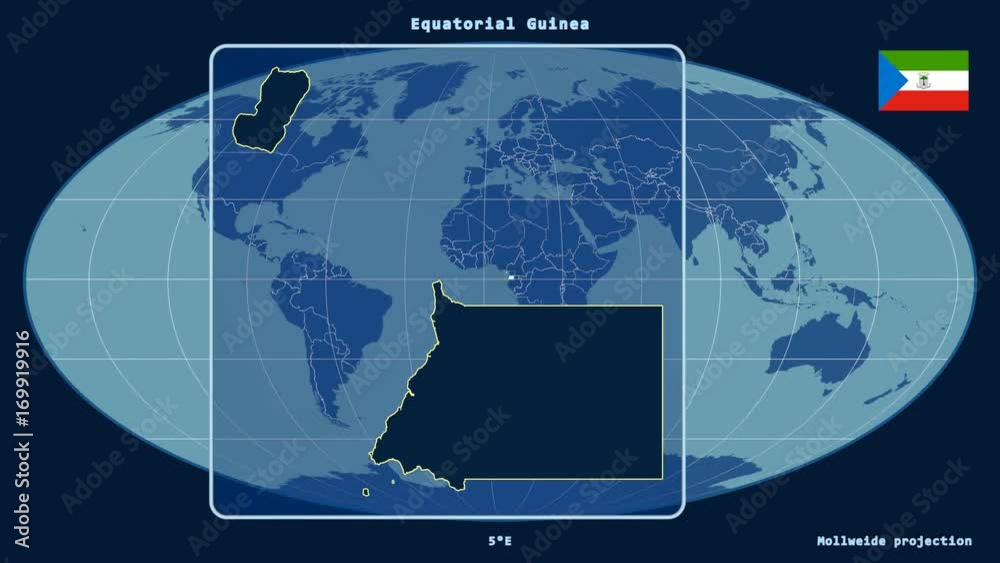 Equatorial Guinea - 3D tube zoom (Mollweide projection). Solids Equatorial Guinea - 3D tube zoom (Mollweide projection). Solids