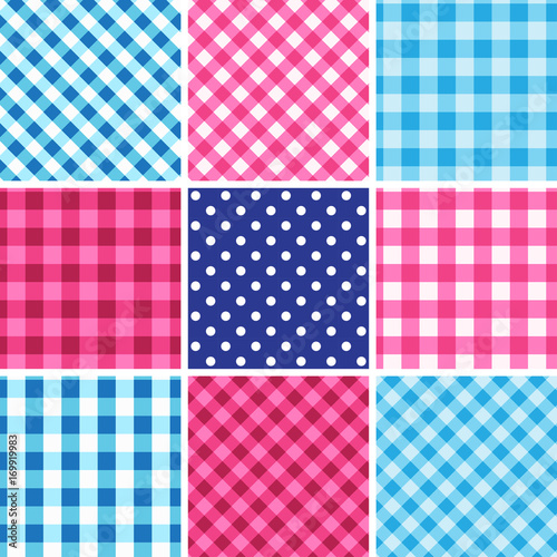 Set of nine seamless traditional octoberfest pattern.