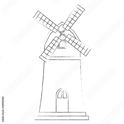 windmill building isolated icon vector illustration design