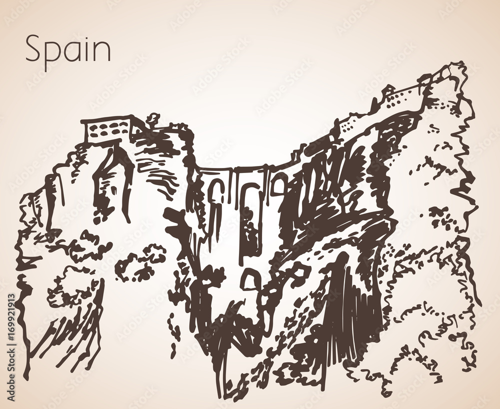 Sketch of spain city Seville - new Bridge. Puente Nuevo Sketch of spain city Seville - new Bridge. Puente Nuevo