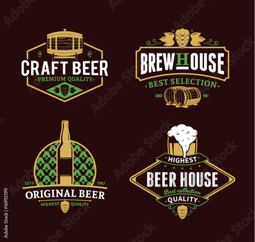 Vector vintage beer logo, icons and design elements