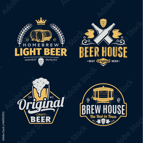 Vector vintage beer logo, icons and design elements