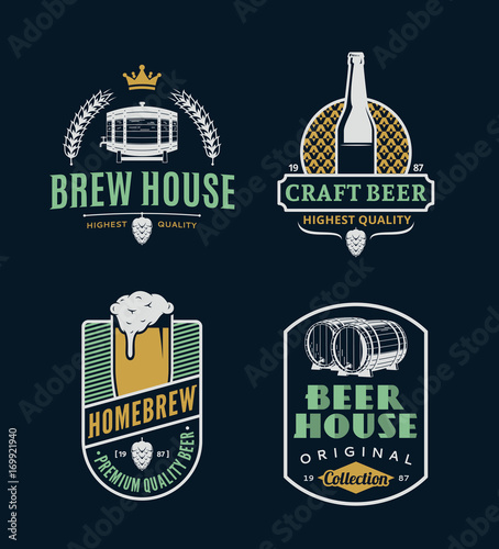 Vector vintage beer logo, icons and design elements
