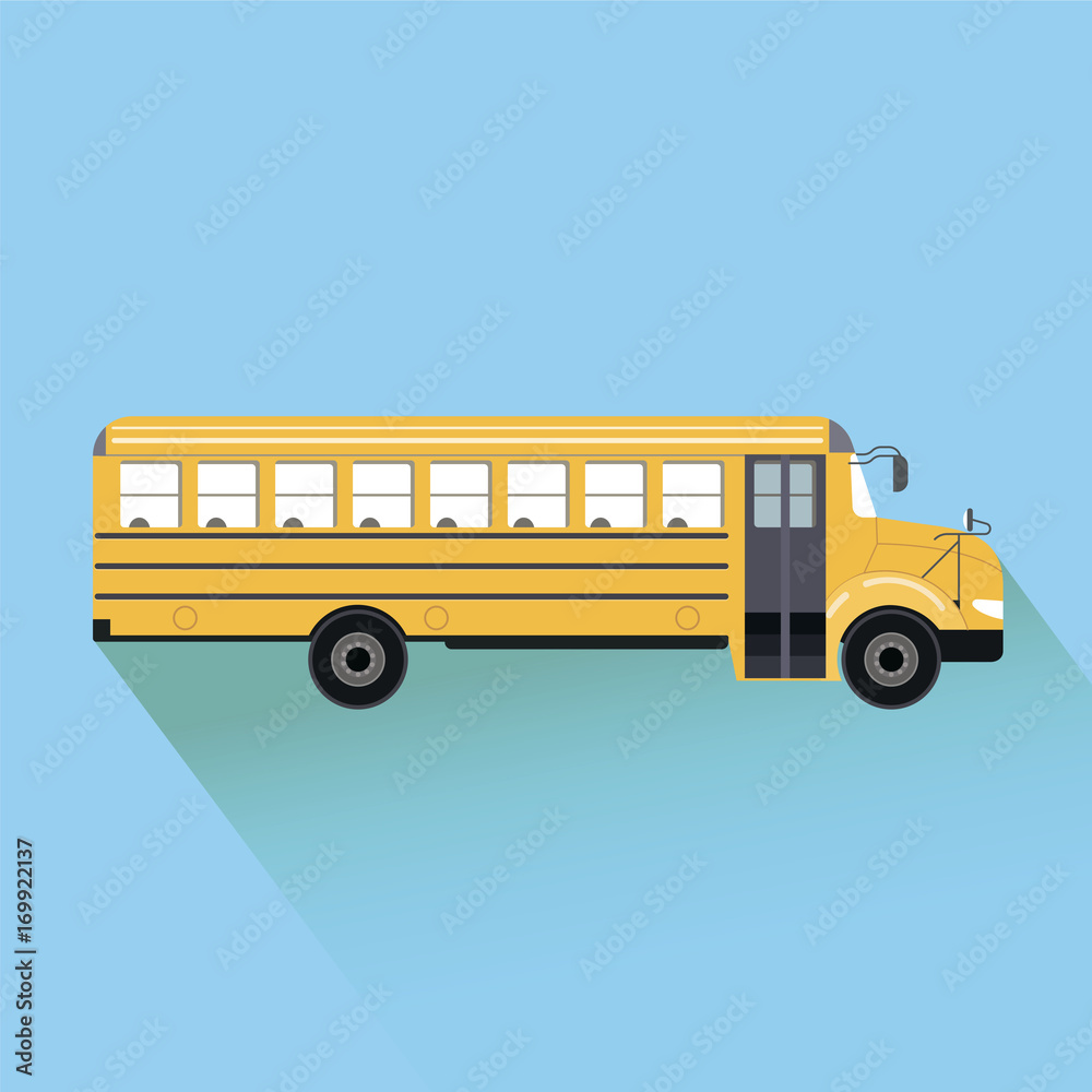 Vector drawing school bus flat modern design Vector drawing school bus flat modern design