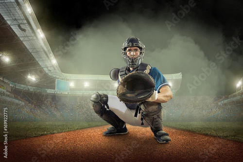 Photography Baseball players in action on the stadium.