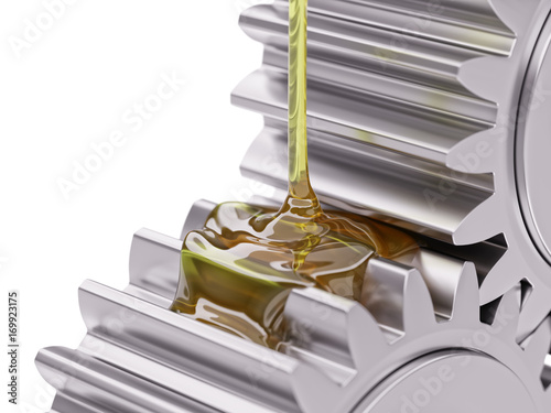 Oiling Gears Closeup 3d Illustration