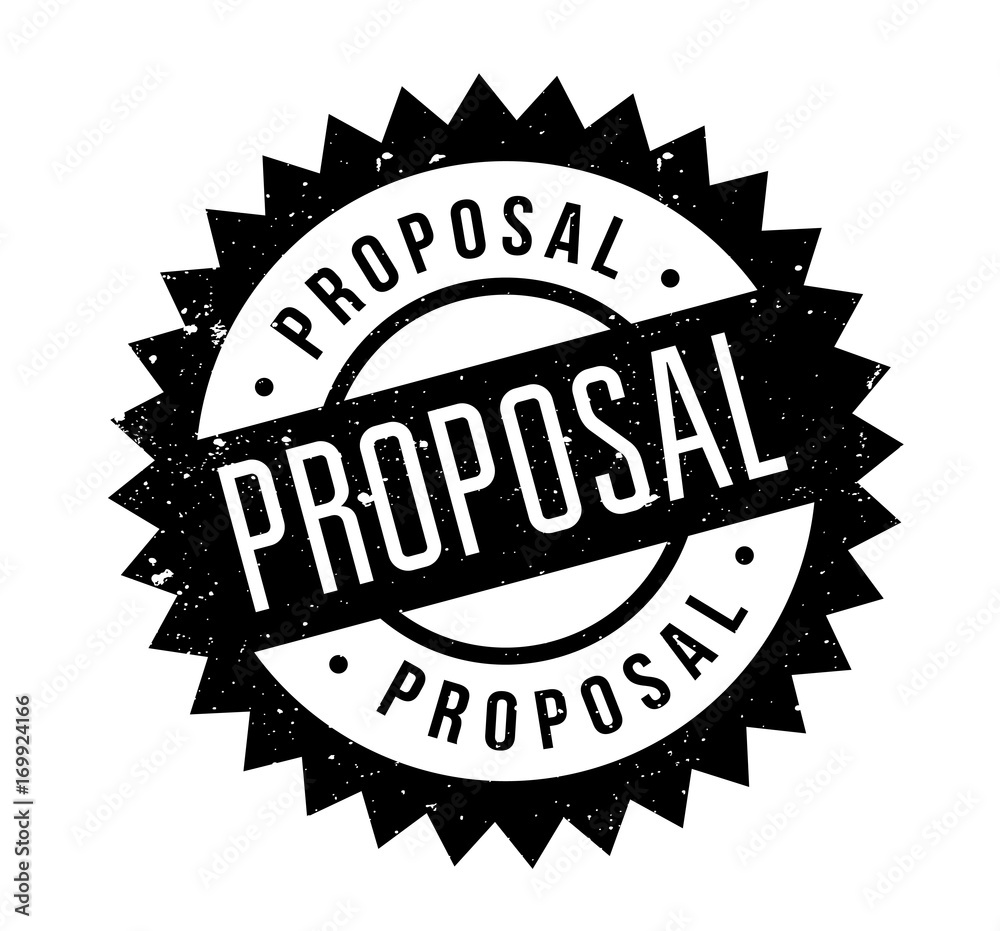 Proposal rubber stamp. Grunge design with dust scratches. Effects can be easily removed for a clean, crisp look. Color is easily changed.