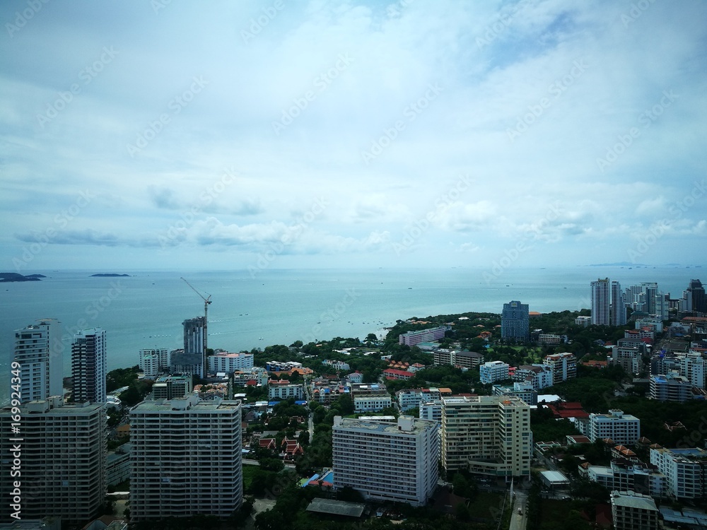 City Blue sky Sea view 