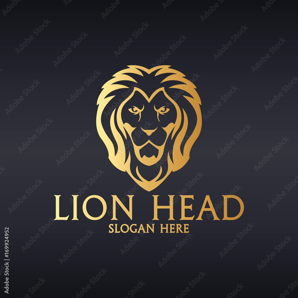 Lion Head logotype. Easy to change color, size and text. 