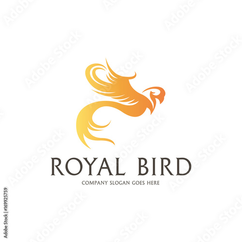 Royal Bird Logo. Fenix logotype.  Easy to change color, size and text. 
