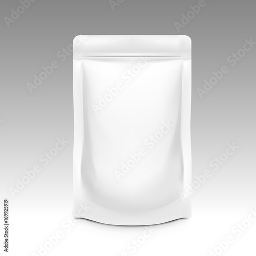 White Blank Pouch With Zipper. Pack For Sauce, Mayonnaise Or Ketchup