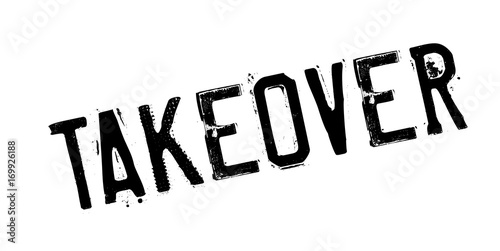 Takeover rubber stamp. Grunge design with dust scratches. Effects can be easily removed for a clean, crisp look. Color is easily changed.