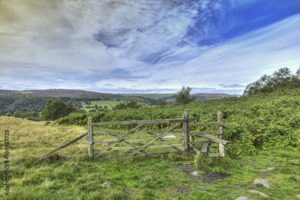 A gate in the English Peak District in Summer