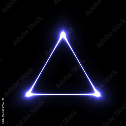 Laser beam glowing geometric shape. Neon effect vector illustration