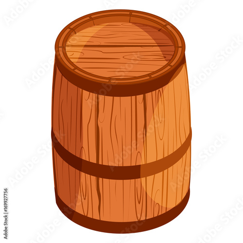 Old wooden barrel isolated on white background winery alcohol beer oak cask vector illustration.