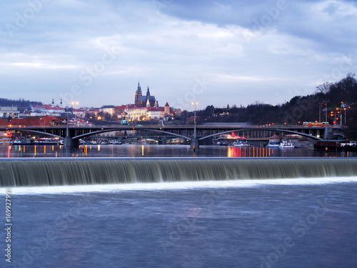 Photography Prague Castle and Little Side, view from Stvanice Island, Prague, Czech Republic