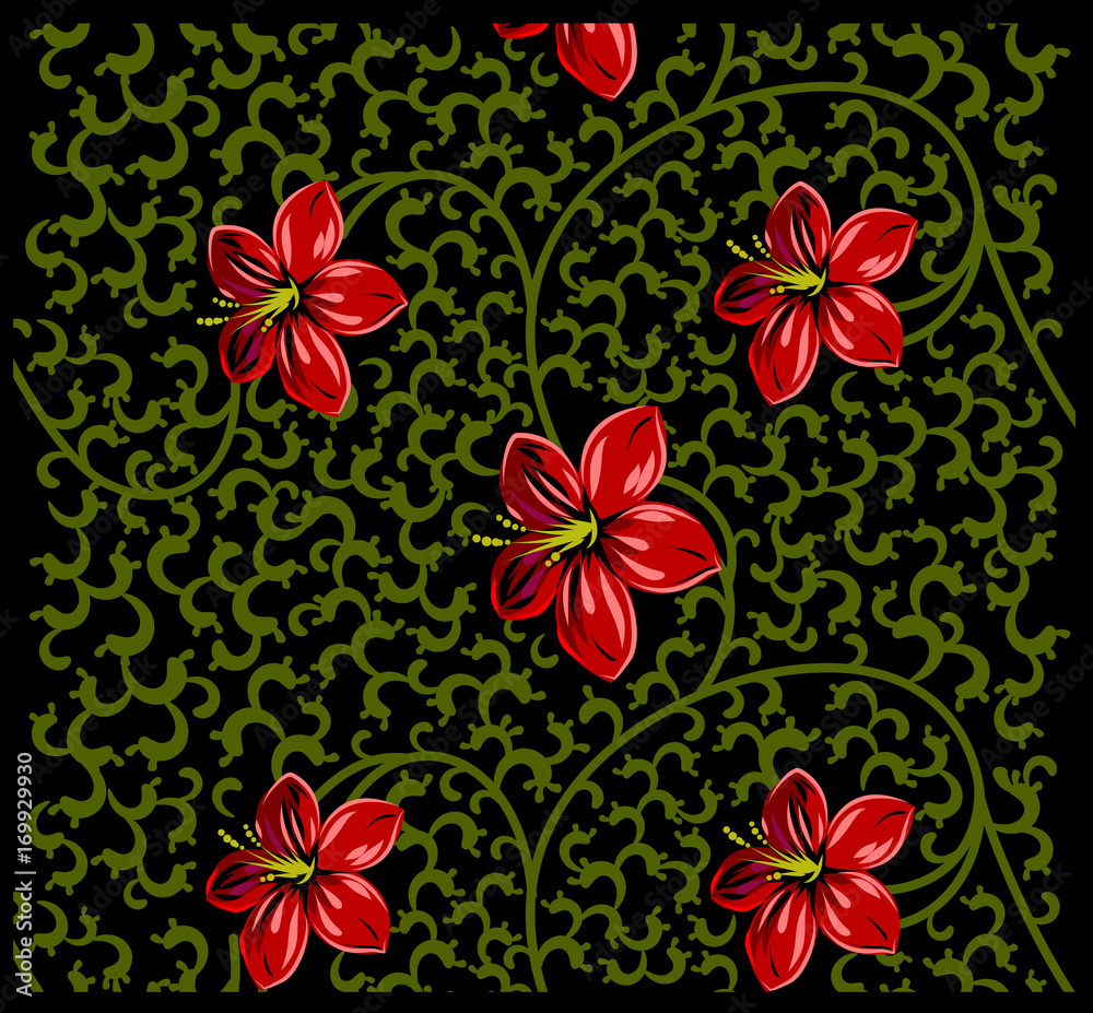 Fototapeta premium background with flowers and pattern
