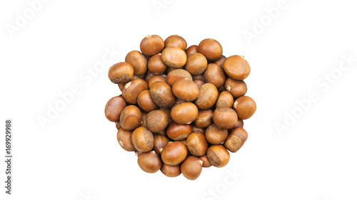 Chestnuts on a white background.