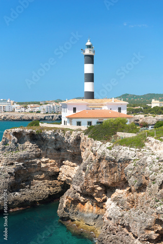 Steep coast with lighthouse of Portocolom - 2826