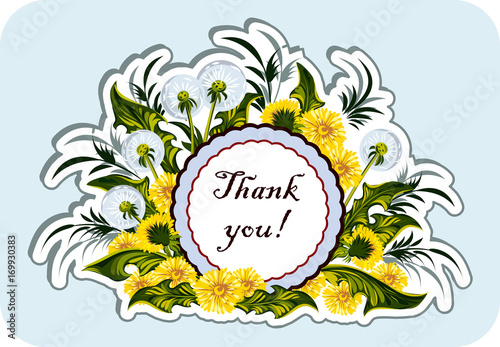 Fototapeta Naklejka Na Ścianę i Meble -  Greeting Card with dandelions