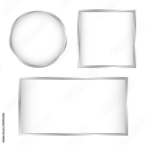 White Glass Buttons with Chrome Frame Set Isolated