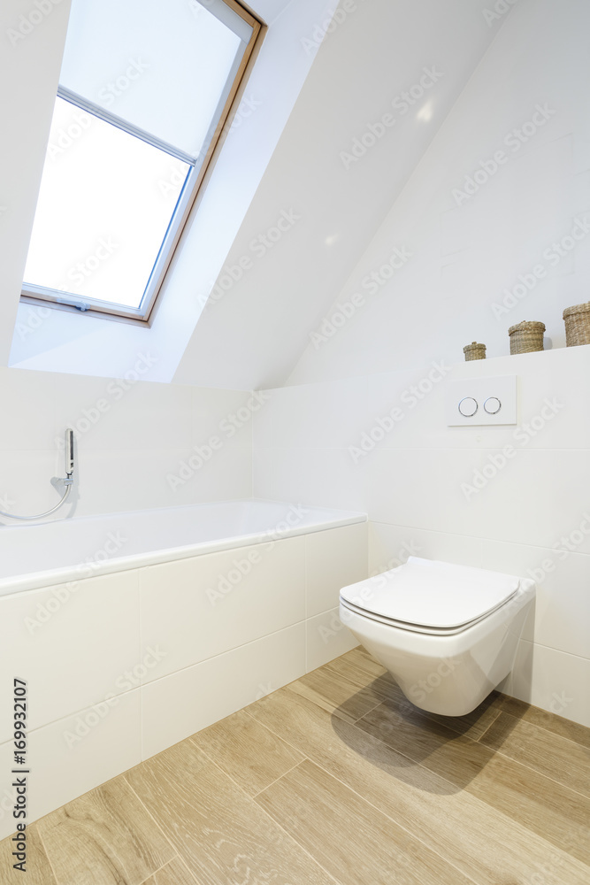 Stylish attic bathroom in white Stylish attic bathroom in white
