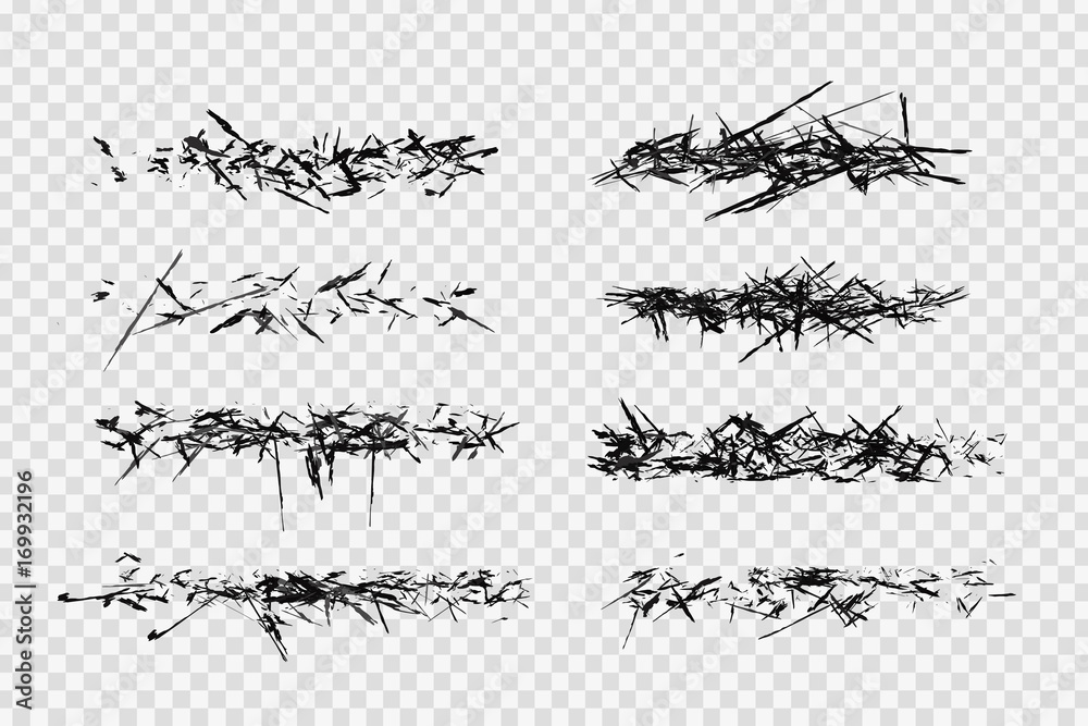 Vector set of isolated grunge stroke brushes for creating and decoration on the transparent background. Vector set of isolated grunge stroke brushes for creating and decoration on the transparent background.