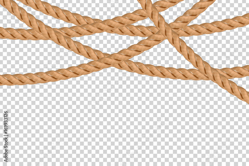 Vector realistic isolated rope for decoration and covering on the transparent background.