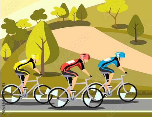 Group of cyclists man in road sport