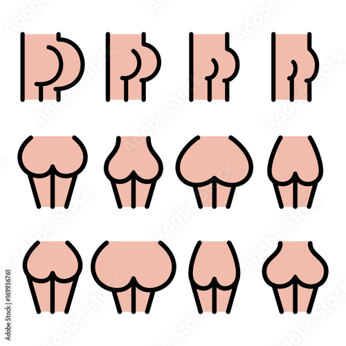 Different bum sizes icons - large, flat, big, small