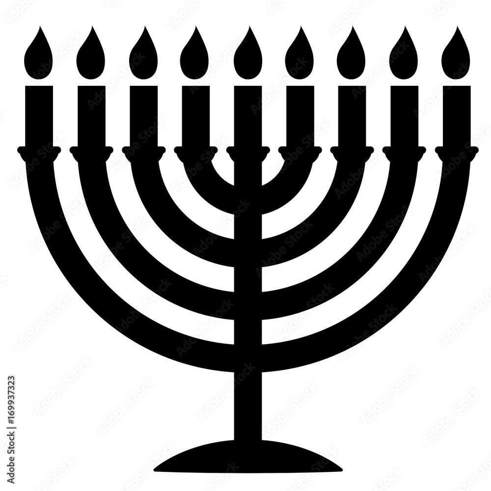Menorah Silhouette. Menorah for Hanukkah, Vector illustration. Religion