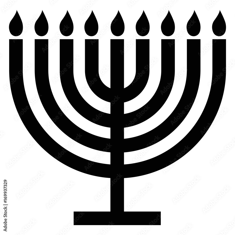 Menorah Silhouette. Menorah for Hanukkah, Vector illustration. Religion