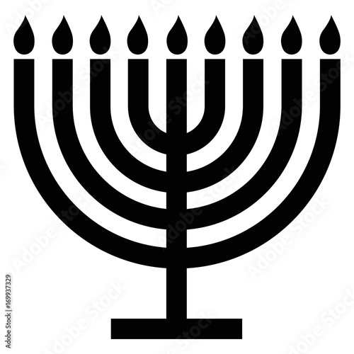 Menorah Silhouette. Menorah for Hanukkah, Vector illustration. Religion icon photo