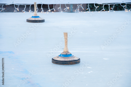 Leinwand Poster Ice stock sport, Bavarian curling