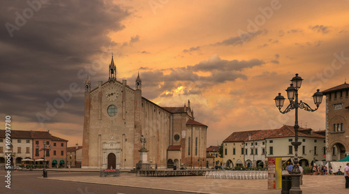 Montagnana, Italy - August 6, 2017: the main square of the city . photo