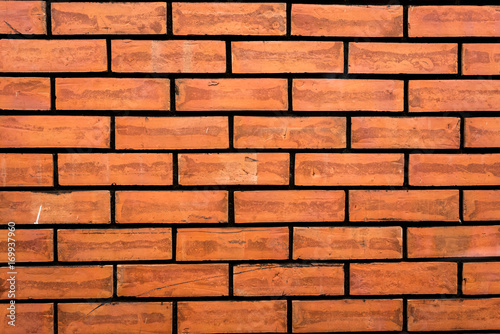 Red brick wall texture grunge background pattern